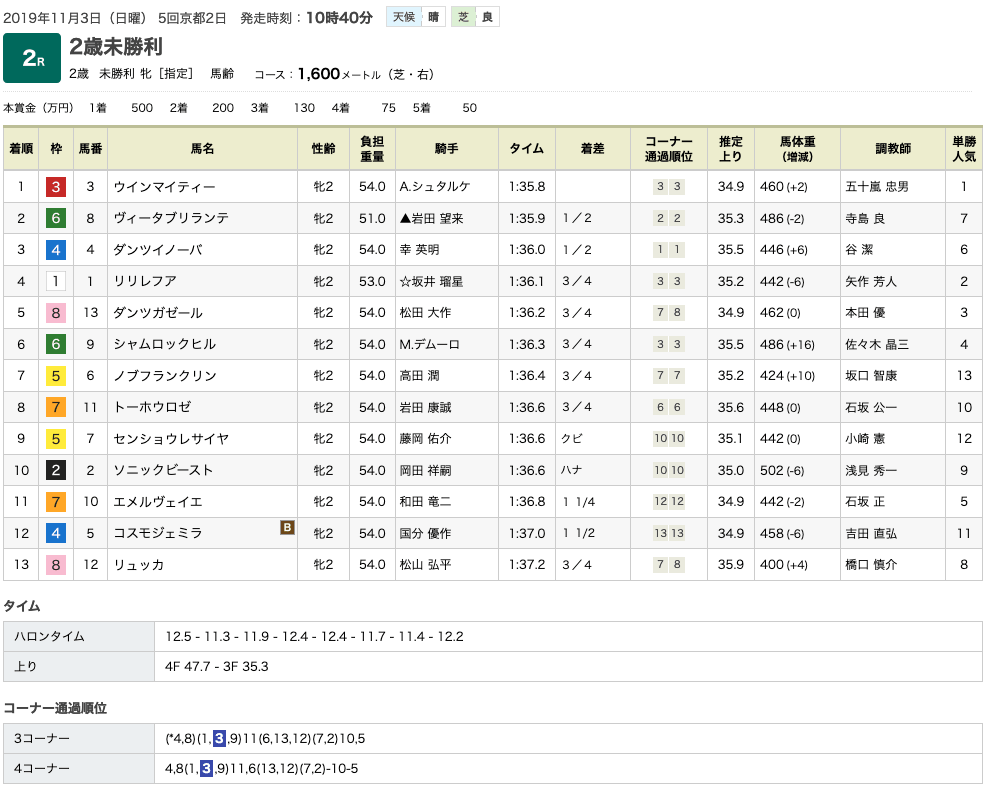 ウインマイティー（ゴールドシップ産駒）がゴール前抜け出し初勝利