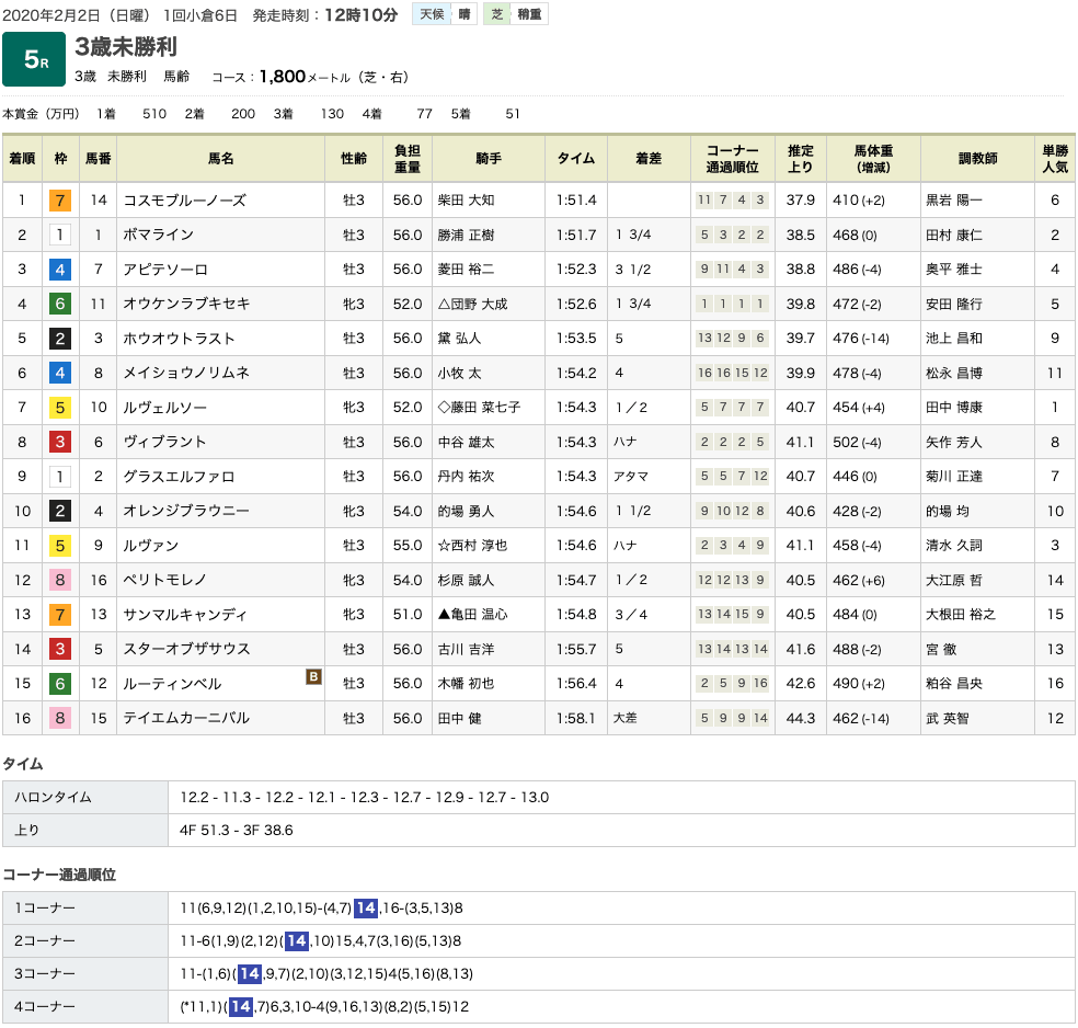 コスモブルーノーズ（ゴールドシップ産駒）がゴール前抜け出し初勝利