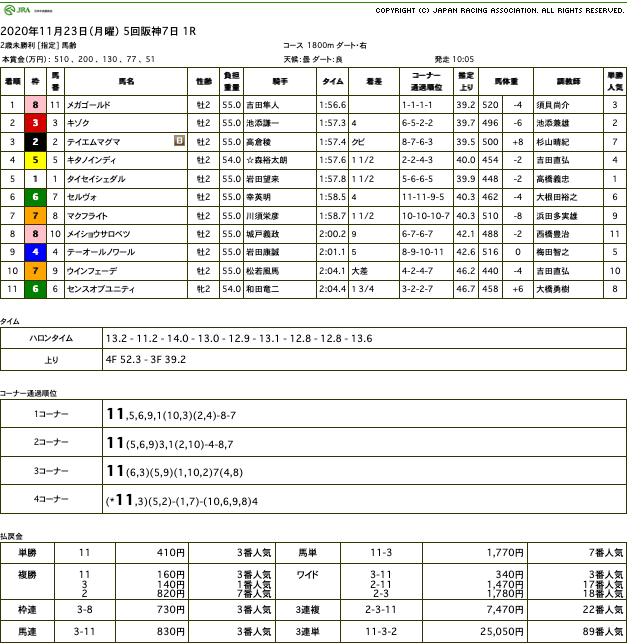 メガゴールド（ゴールドシップ産駒）が直線突き放して初勝利