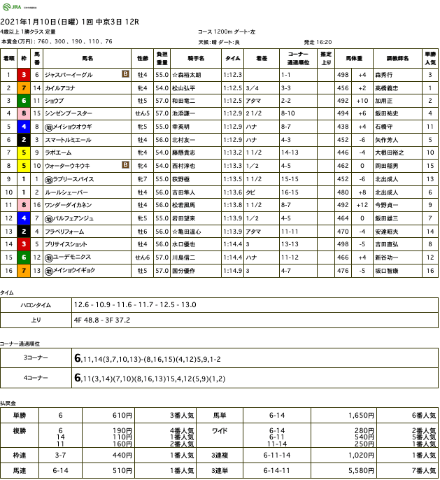 ジャスパーイーグル（オルフェーヴル産駒）が逃げ切って2勝目