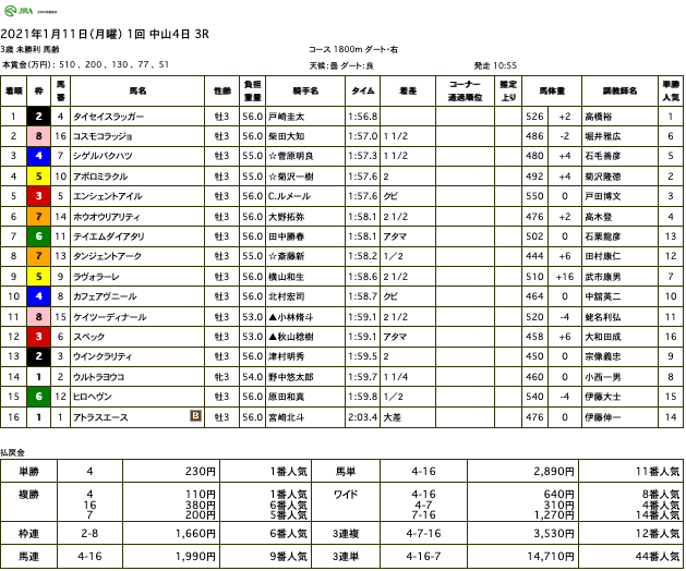 タイセイスラッガー（タイセイレジェンド産駒）が連続2着に終止符打ち初勝利