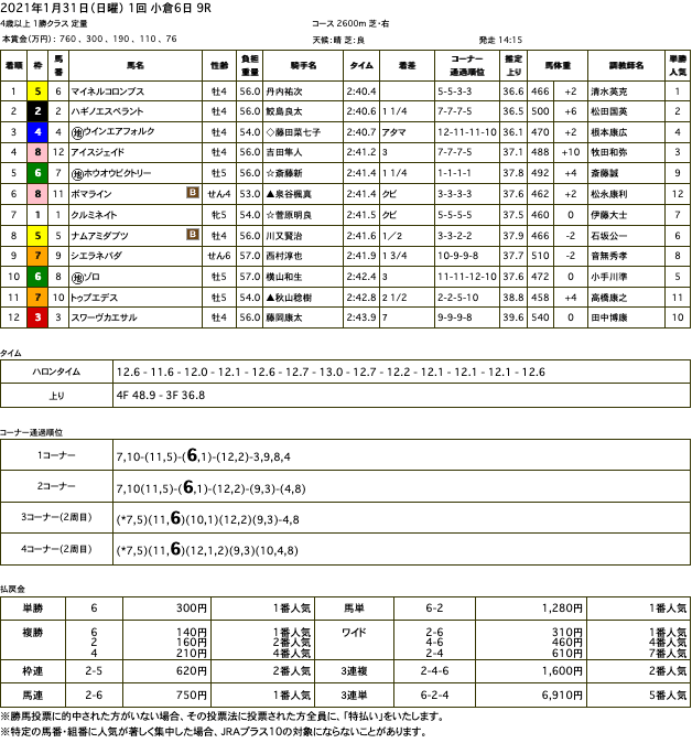 マイネルコロンブス（ゴールドシップ産駒）が直線抜け出して2勝目