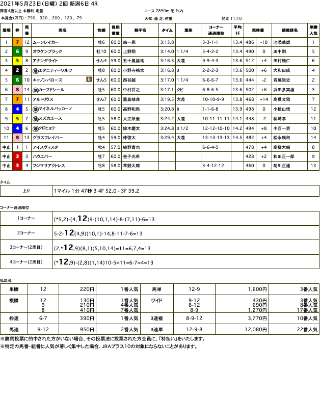 ムーンレイカー（オルフェーヴル産駒）が競り合い制してジャンプレース初勝利