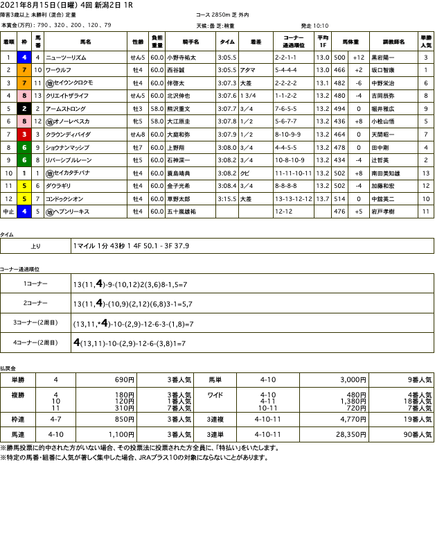 ニューツーリズム（ドリームジャーニー産駒）が積極的なレース運びでジャンプレース初勝利