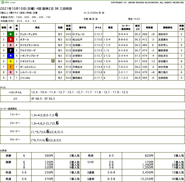 ヴェローチェオロ（ゴールドシップ産駒）が直線で楽に抜け出し、休み明けのレースを快勝