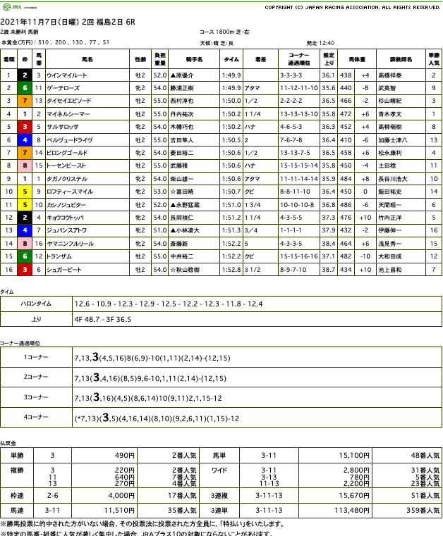 ウインマイルート（ゴールドシップ産駒）がゴール前抜け出し初勝利