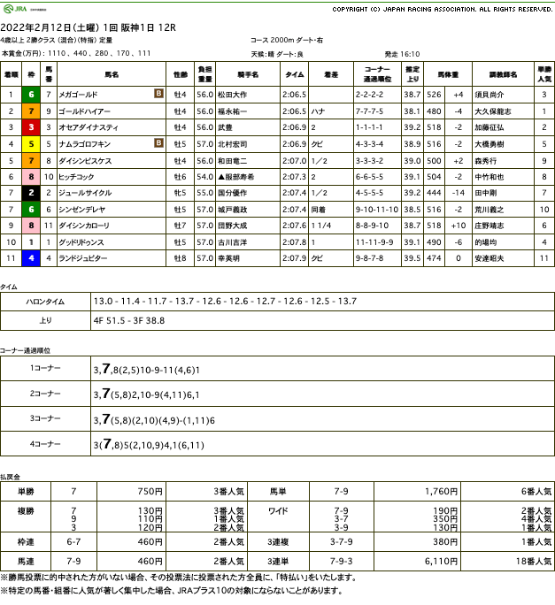 メガゴールド（ゴールドシップ産駒）がしぶとく脚を伸ばして連勝で3勝目