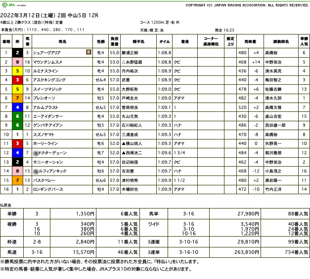 シュアーヴアリア（ゴールドシップ産駒）が連勝で3勝目