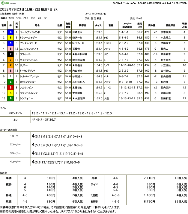 ゴールデンハインド（ゴールドシップ産駒）が逃げ切って初勝利