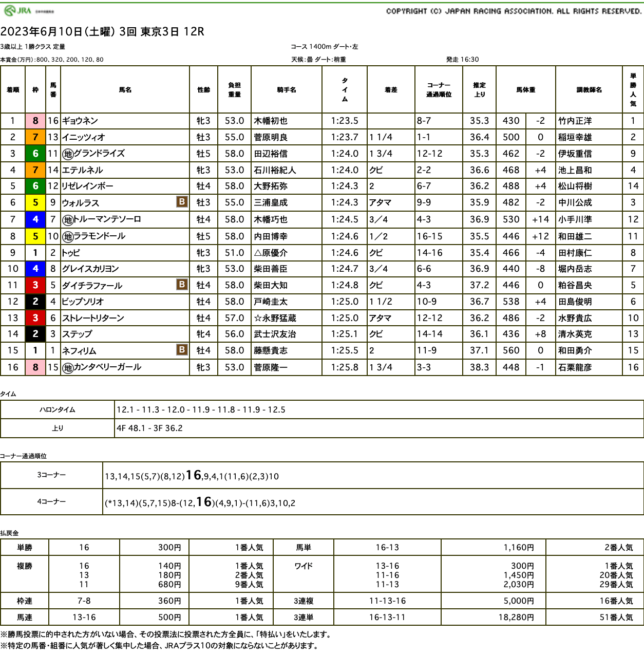 ギョウネン（オルフェーヴル産駒）が直線大外から差し切って2勝目