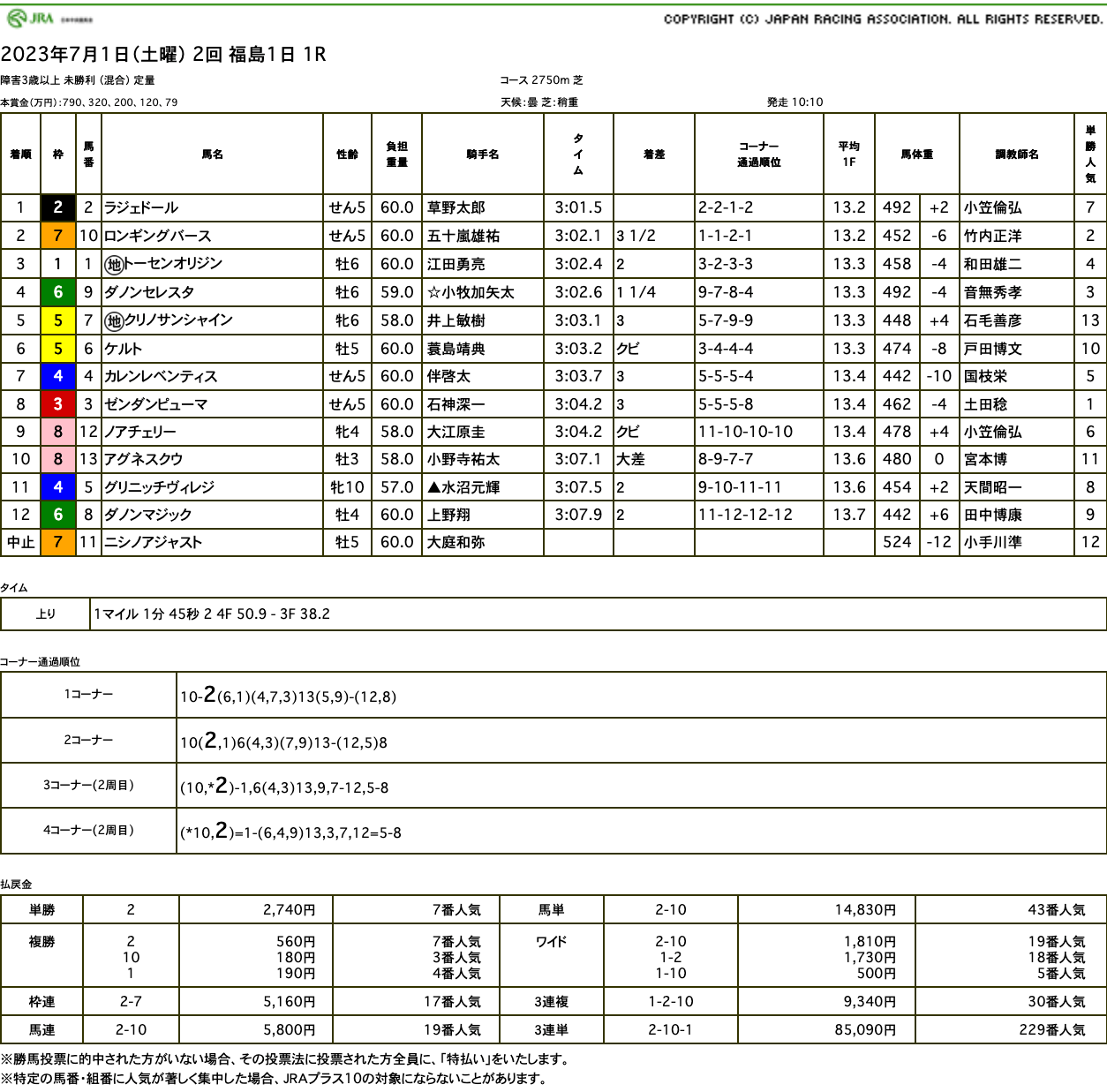 ラジェドール（ゴールドシップ産駒）がジャンプレースで待望の初勝利