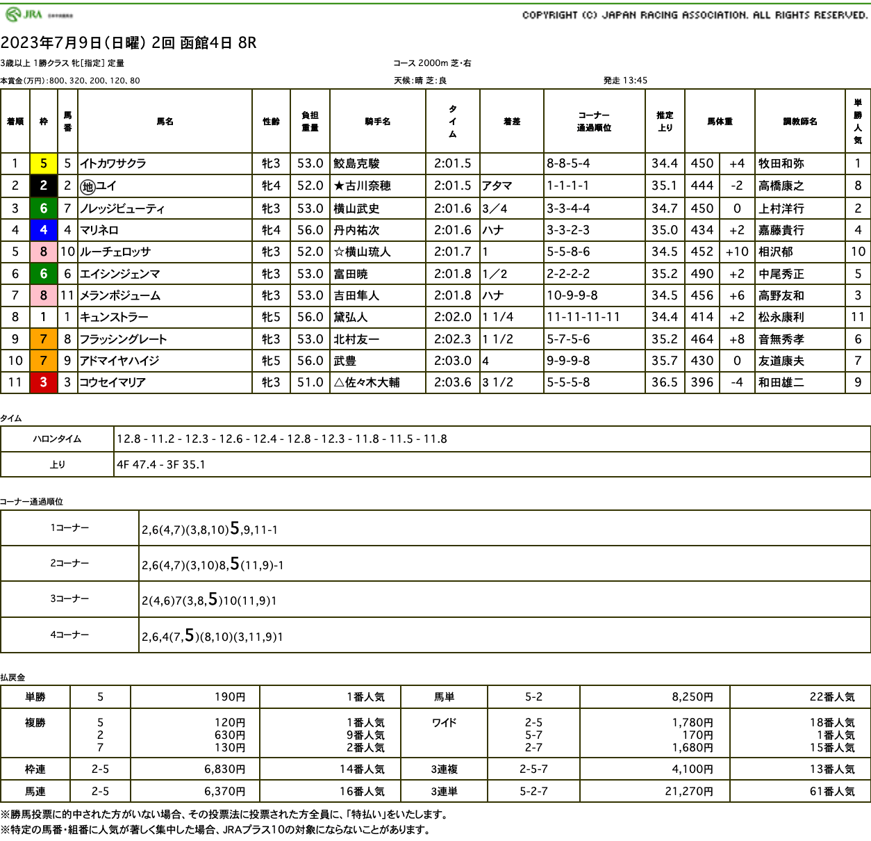 イトカワサクラ（ゴールドシップ産駒）がゴール前豪快に差し切って2勝目