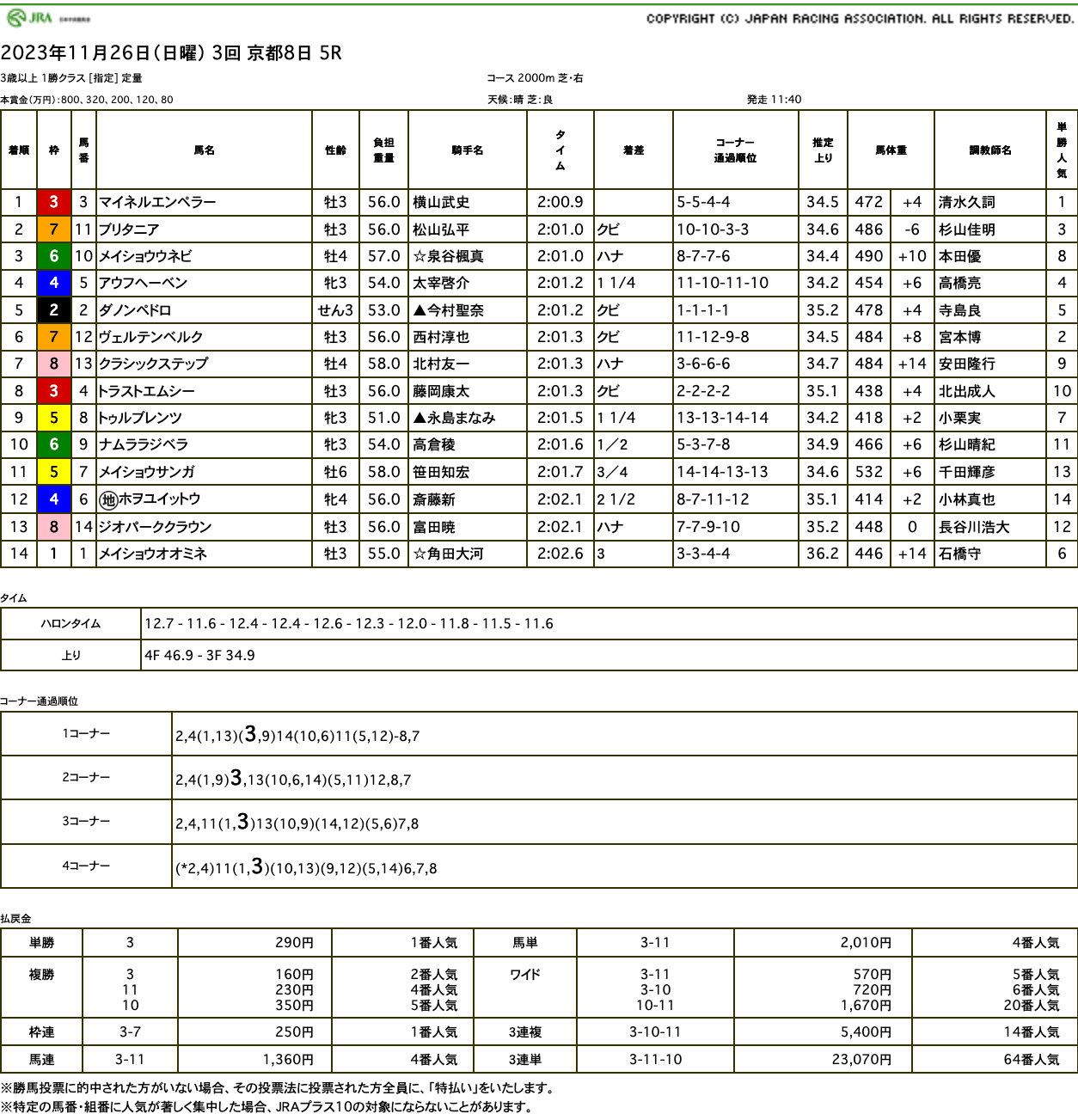 マイネルエンペラー（ゴールドシップ産駒）がゴール前差し切って2勝目