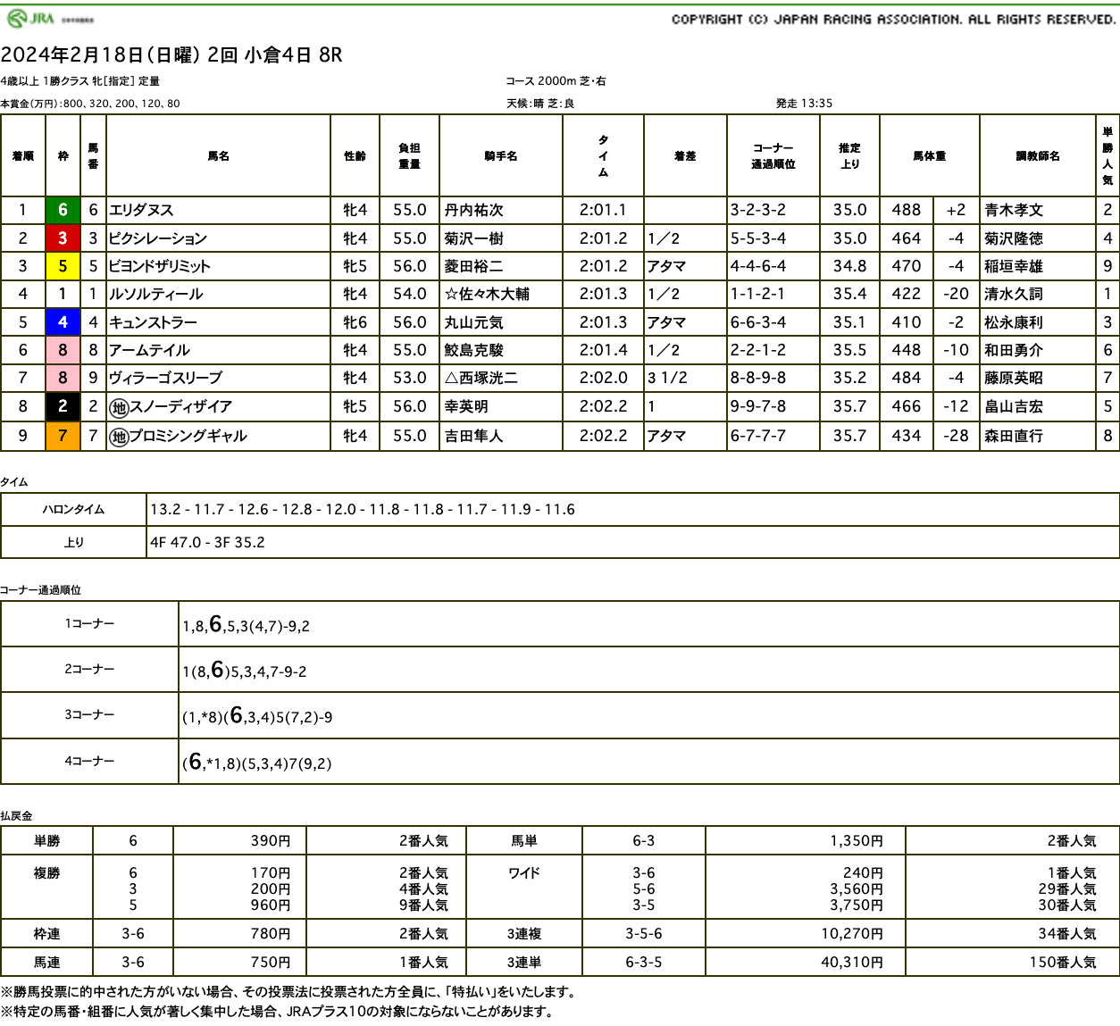 エリダヌス（ゴールドシップ産駒）が直線内を貫き2勝目