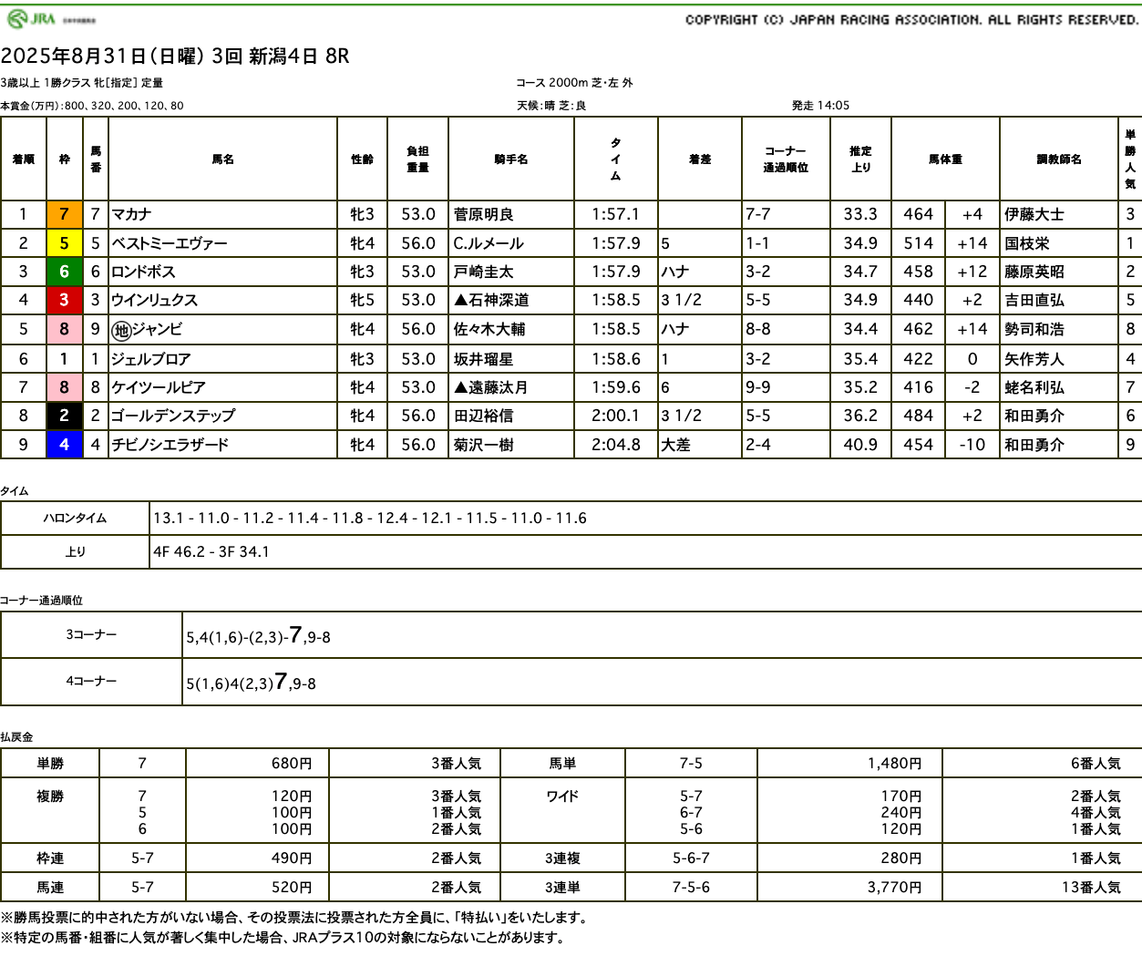 マカナ（ゴールドシップ産駒）が直線大外から一気に突き抜け圧勝で2連勝