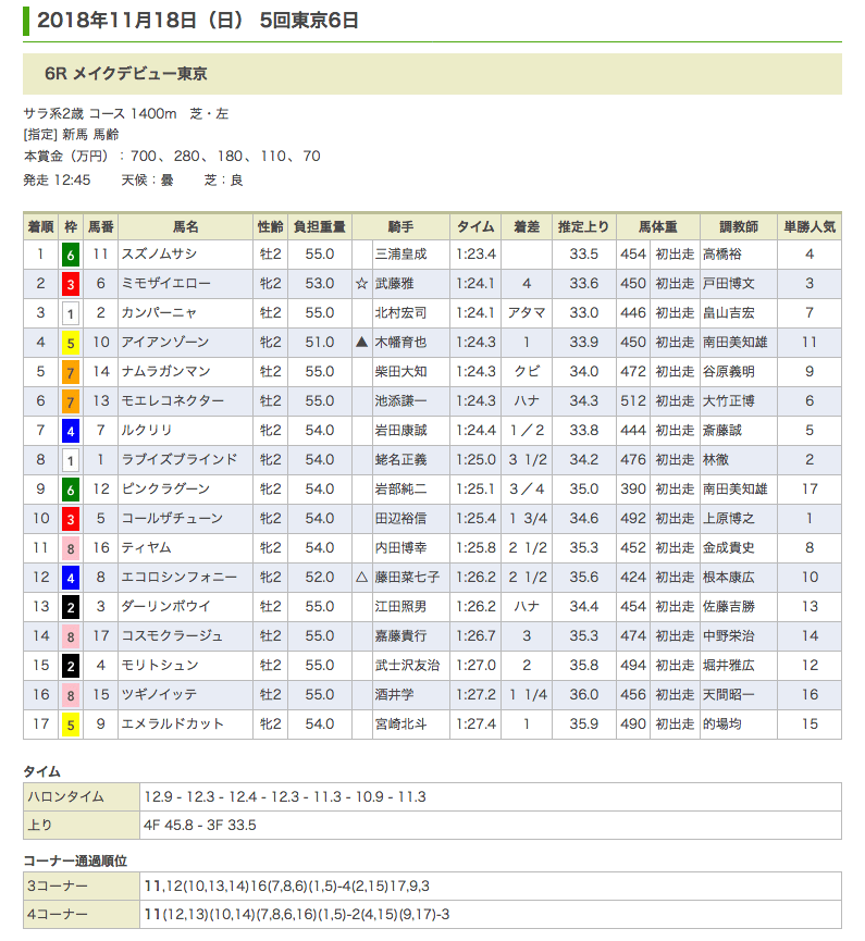 スズノムサシ（ドリームジャーニー産駒）が4馬身の差をつけデビュー戦を快勝