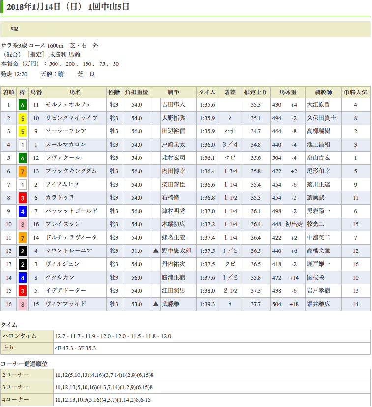 モルフェオルフェ（オルフェーヴル産駒）が初勝利